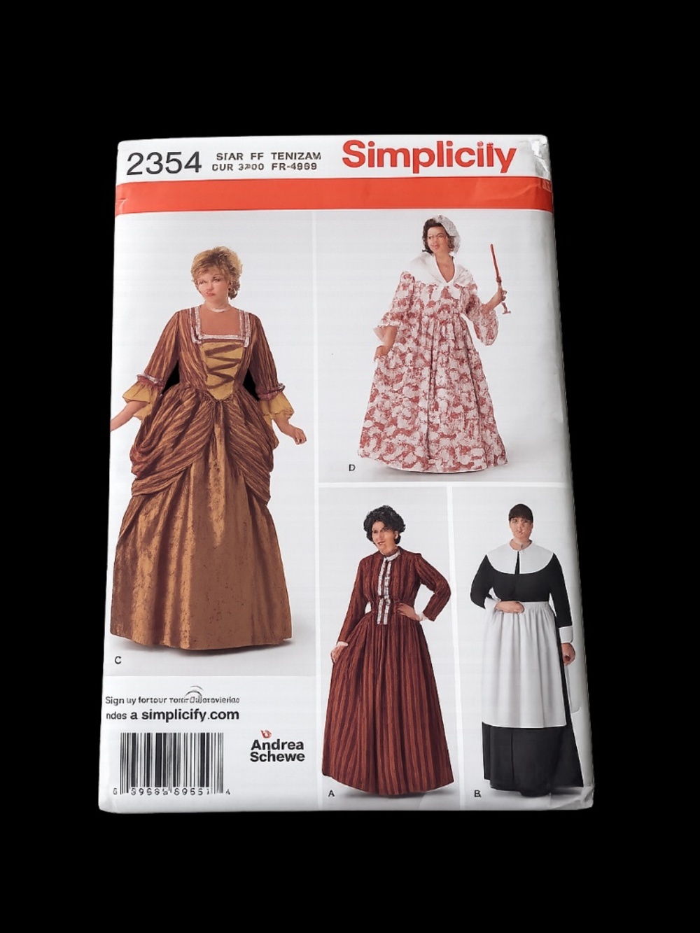 Simplicity Plus Size Colonial Renaissance Costume Pattern 18W-24W Uncut FF